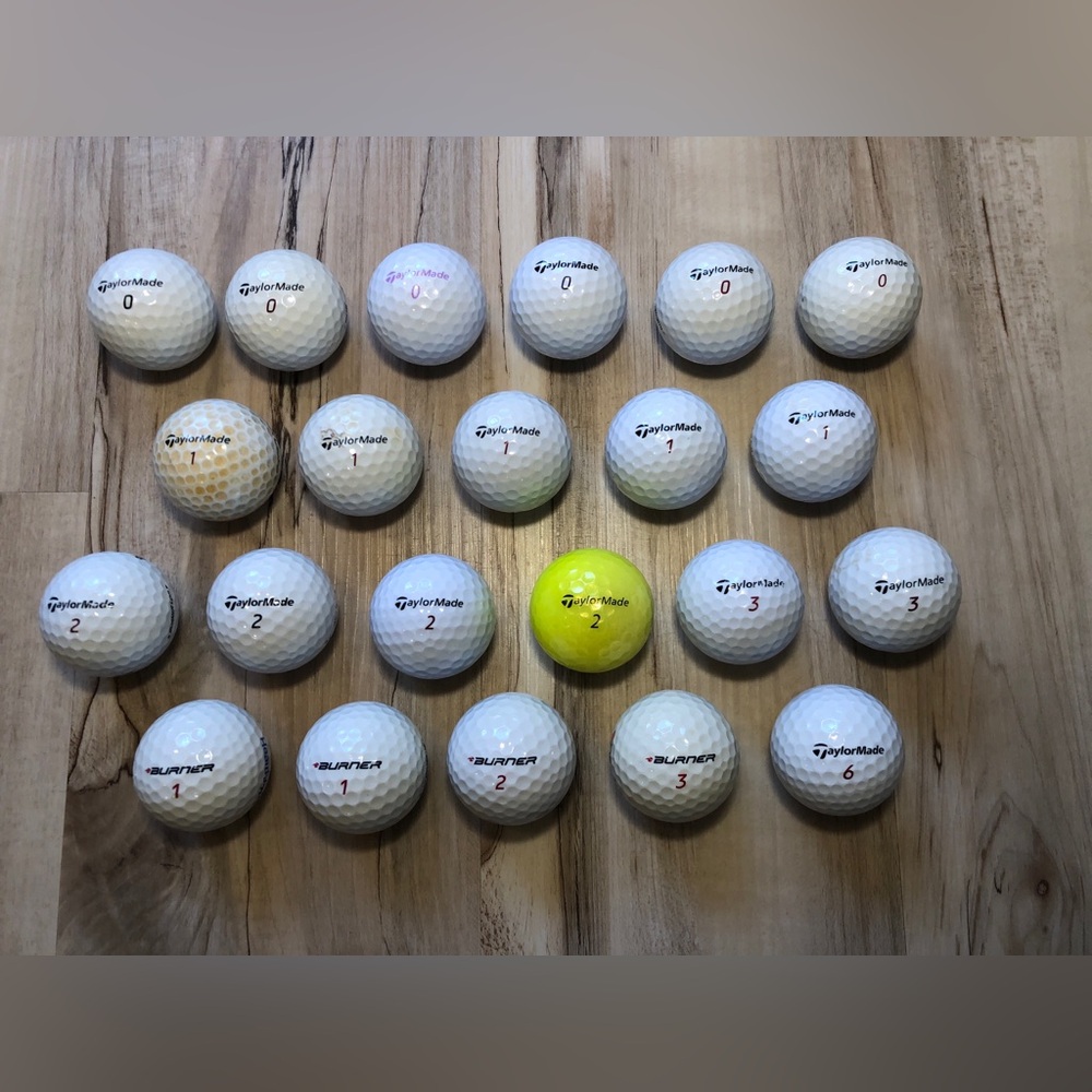 22 TaylorMade Burner Golf Balls TP LDP Tour Plus Mixed Used Lot Yellow Logo